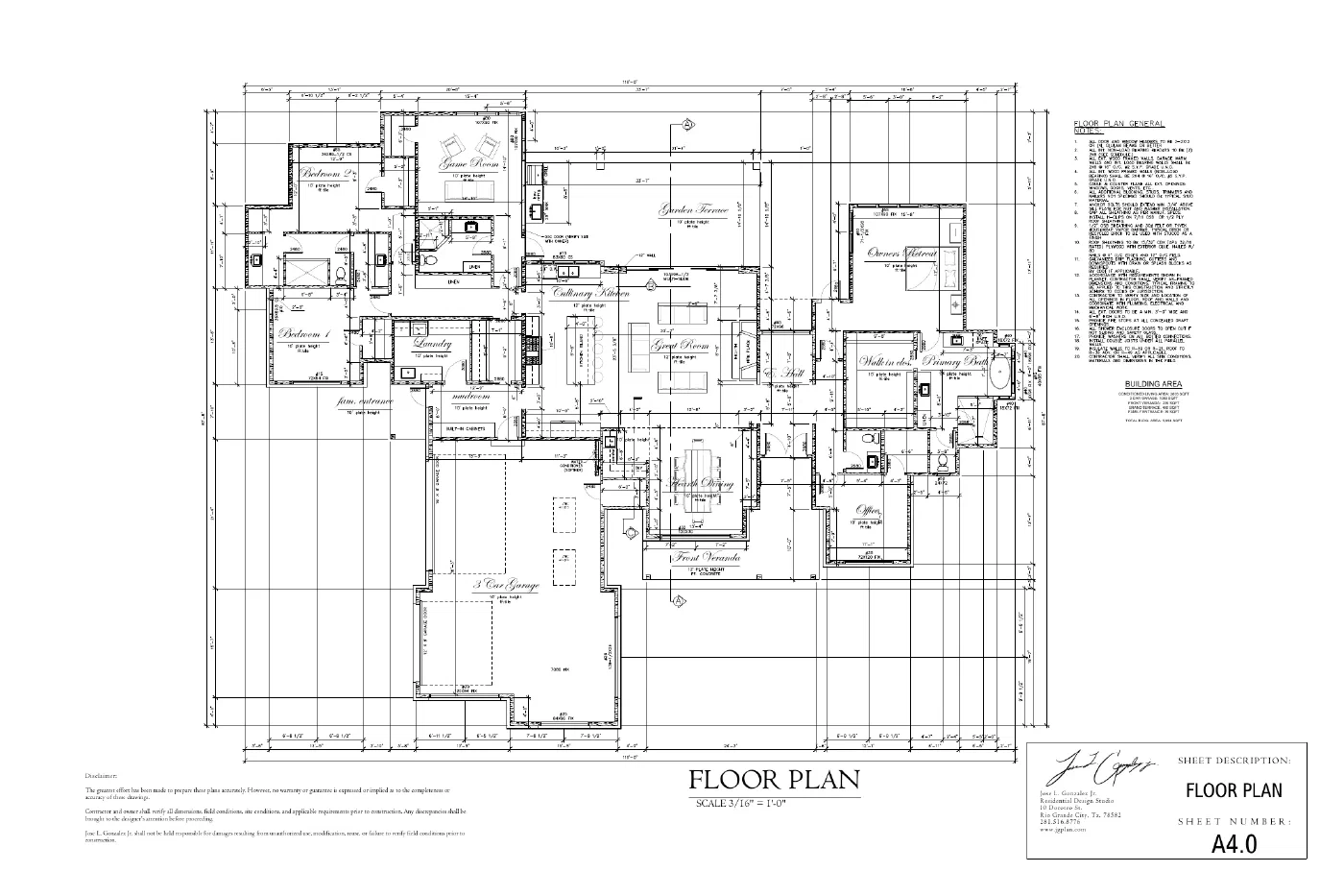 Floor plan, sheet A4.0